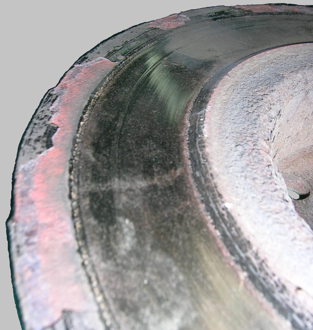 Close-up of a worn automotive brake rotor